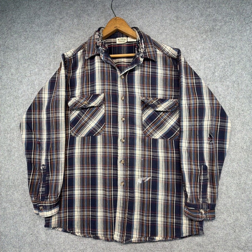 Vintage Five Brother Shirt Mens Large Tallman Plaid Flannel Button Up Thrashed